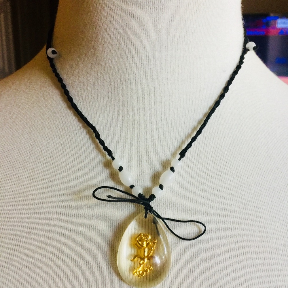 Gold Rose teardrop Necklace.